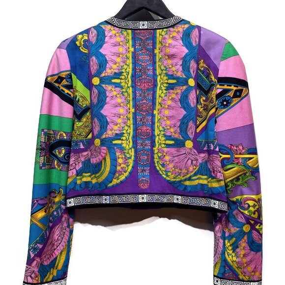 Gianni Versace Vintage Purple Multi-Prints Cropped Jacket - Picture 5 of 10